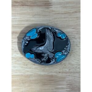 SISKIYOU Vintage 1994 Eagle Turquoise Enamel H-7 Belt Buckle Western USA